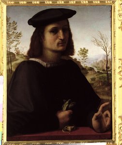 Portret van een jongeling met handschoenen